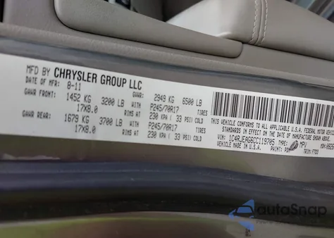 2012 Jeep Grand Cherokee Laredo z USA, uszkodzony, nr VIN 1C4RJEAG6CC119705